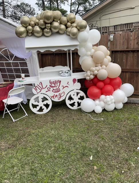 Elegant dessert table setup with decorations